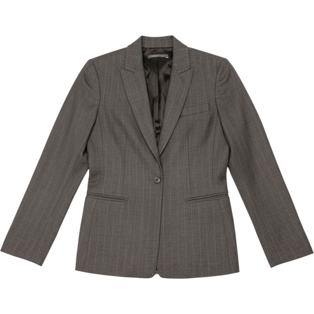 Elie Tahari Womens Charcoal Gray Pinstripe Skirt Suit Blazer Size 4 S